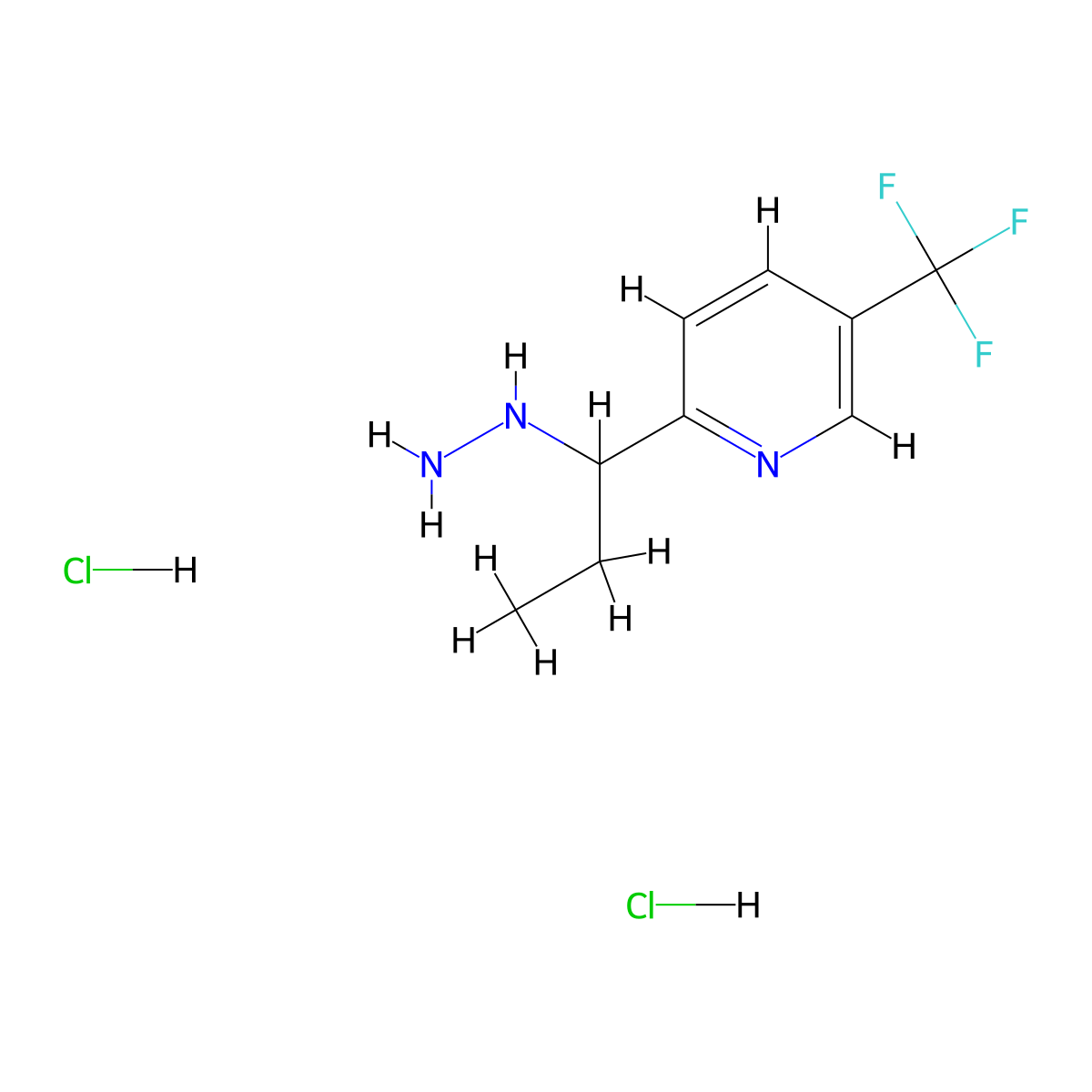 2-(1-Hydrazinopropyl)-5-(trifluoromethyl)pyridine Dihydrochloride molecular structure, CAS 2832478-62-1