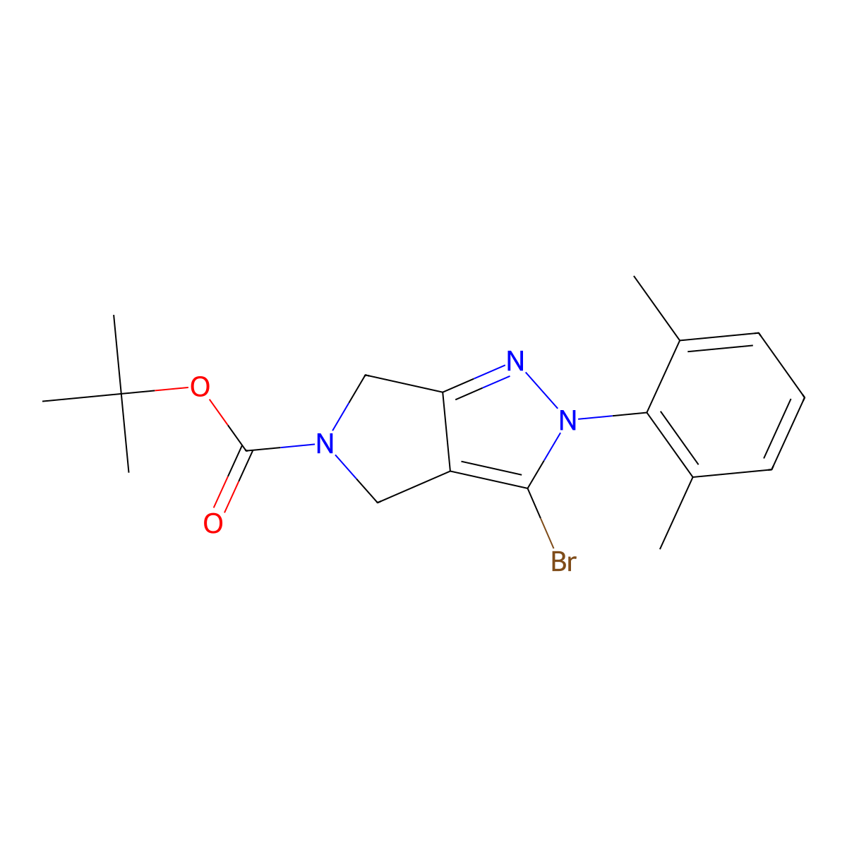 tert-butyl 3-bromo-2-(2,6-dimethylphenyl)-2,6-dihydropyrrolo[3,4-c]pyrazole-5(4H)-carboxylate molecular structure, CAS 2832481-28-2
