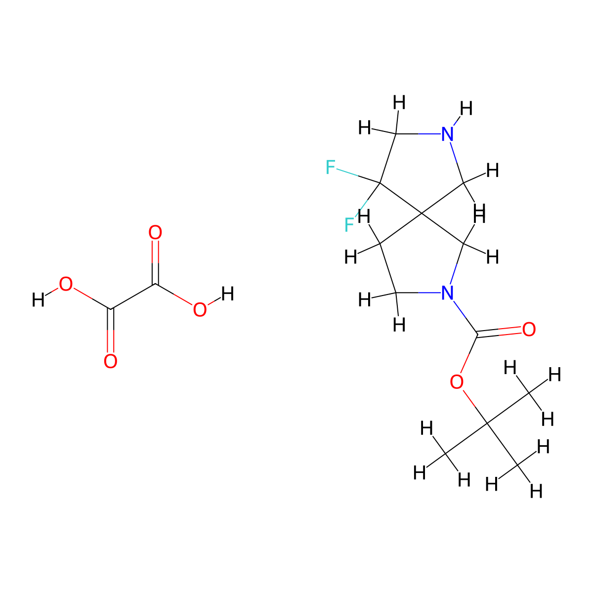 Tert-butyl 9,9-difluoro-2,7-diazaspiro[4.4]nonane-2-carboxylate;oxalic acid molecular structure, CAS 2832519-44-3