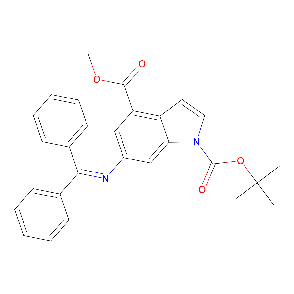 Methyl 1-Boc-6-[(diphenylmethylene)amino]indole-4-carboxylate molecular structure, CAS 2832618-49-0