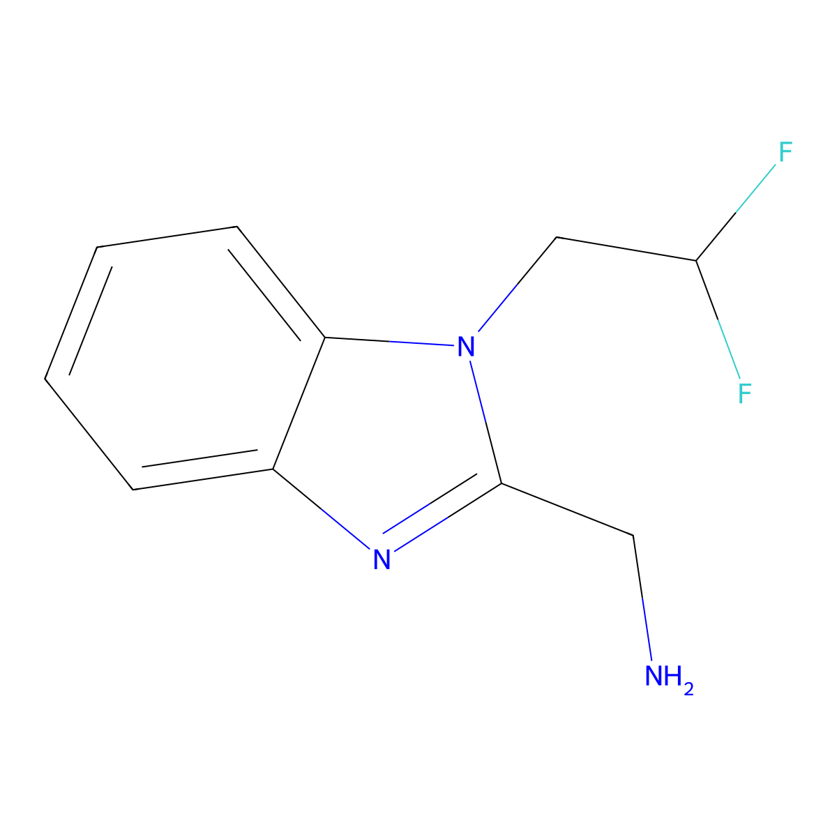 1-[1-(2,2-difluoroethyl)-1H-1,3-benzodiazol-2-yl]methanamine molecular structure, CAS 2832687-00-8