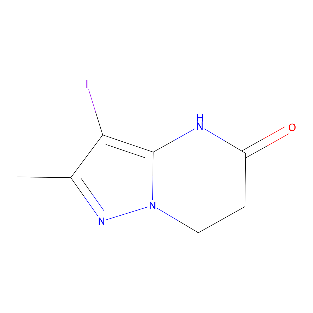 3-iodo-2-methyl-4H,5H,6H,7H-pyrazolo[1,5-a]pyrimidin-5-one molecular structure, CAS 2832688-03-4