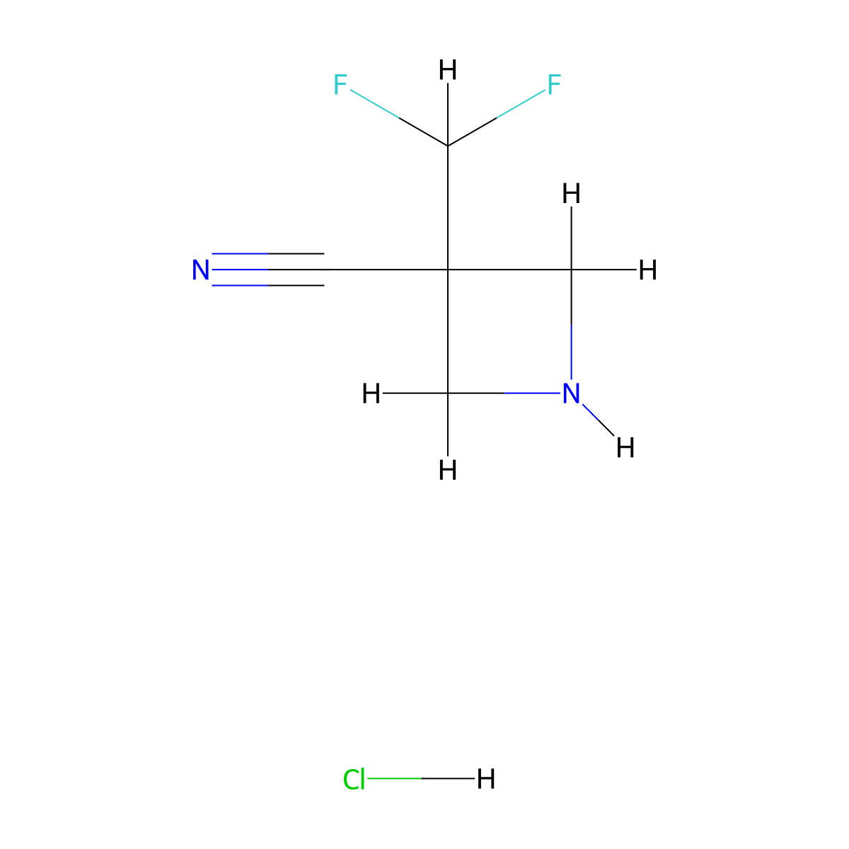 3-(Difluoromethyl)azetidine-3-carbonitrile;hydrochloride molecular structure, CAS 2832704-77-3