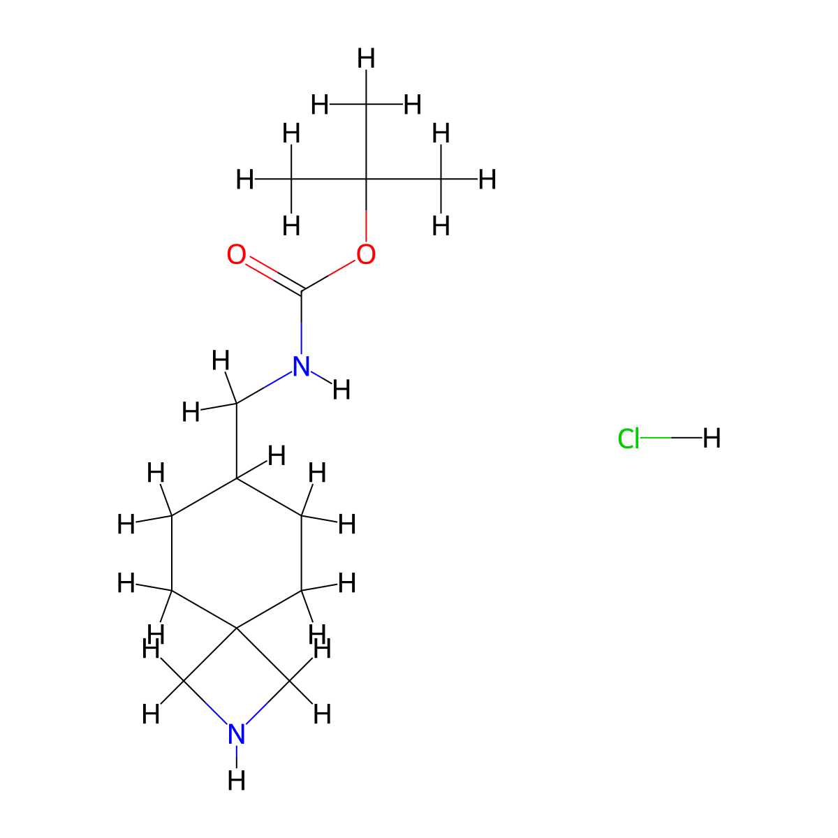 tert-butyl N-(2-azaspiro[3.5]nonan-7-ylmethyl)carbamate;hydrochloride molecular structure, CAS 2832710-33-3