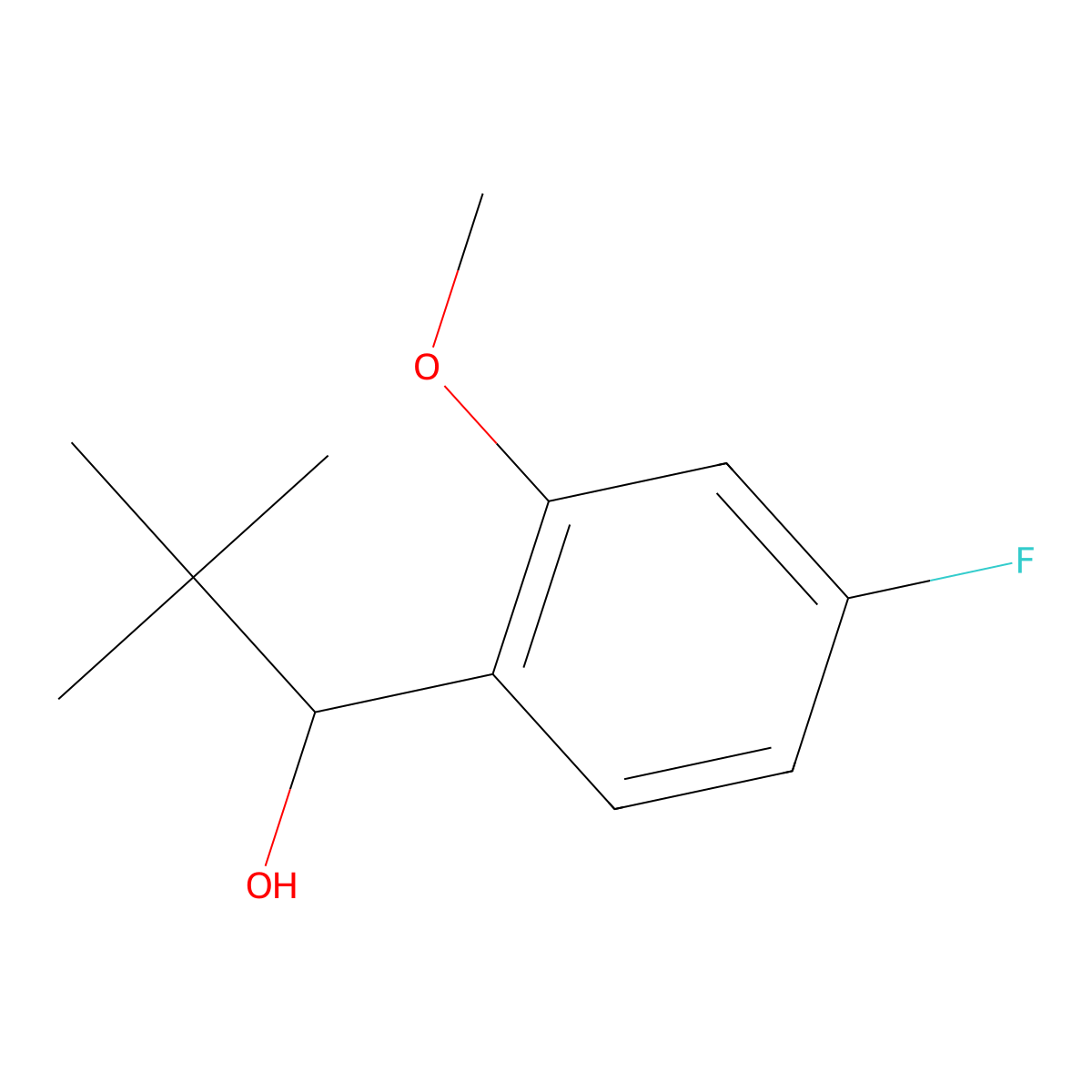 1-(4-Fluoro-2-methoxyphenyl)-2,2-dimethylpropan-1-ol molecular structure, CAS 2832715-71-4