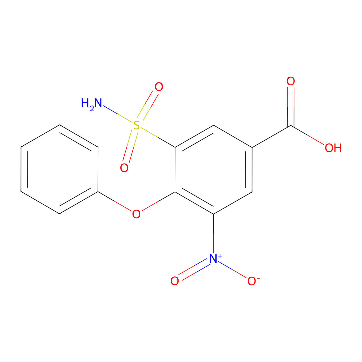 3-(Aminosulfonyl)-5-nitro-4-phenoxybenzoic acid molecular structure, CAS 28328-53-2