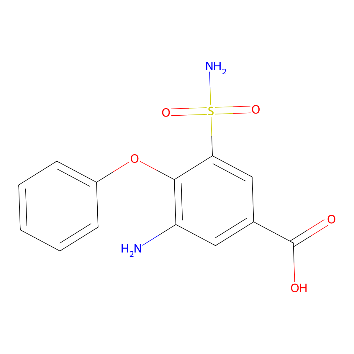 3-Amino-4-phenoxy-5-sulfamoylbenzoic acid molecular structure, CAS 28328-54-3