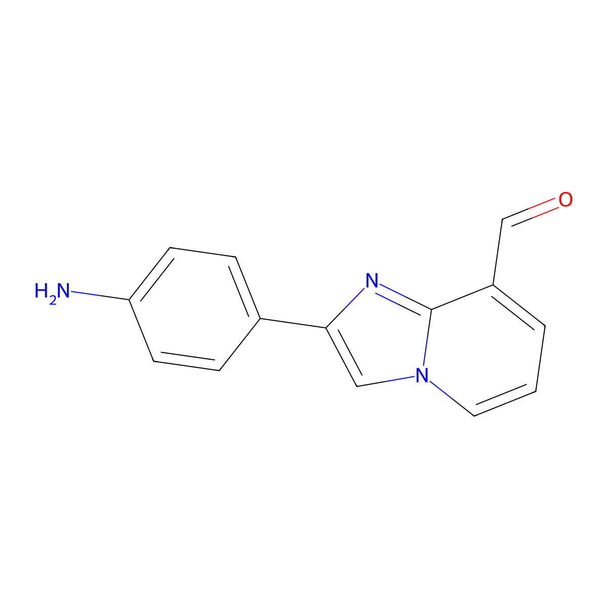 2-(4-Aminophenyl)imidazo[1,2-a]pyridine-8-carbaldehyde molecular structure, CAS 2832810-60-1