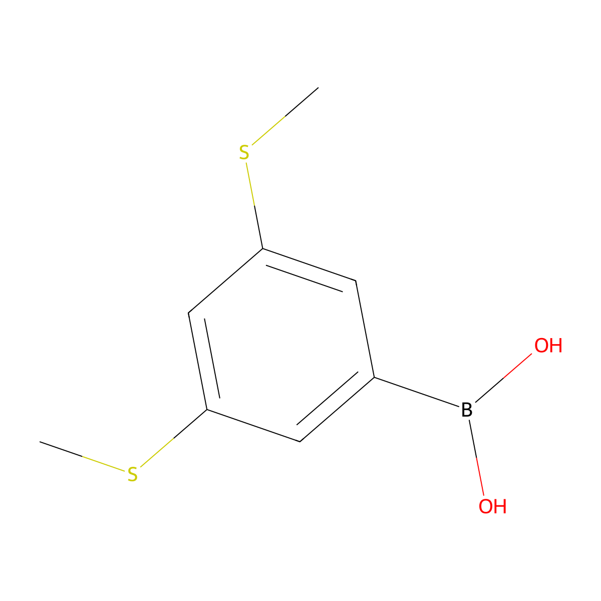 (3,5-Bis(methylthio)phenyl)boronic acid molecular structure, CAS 2832826-41-0