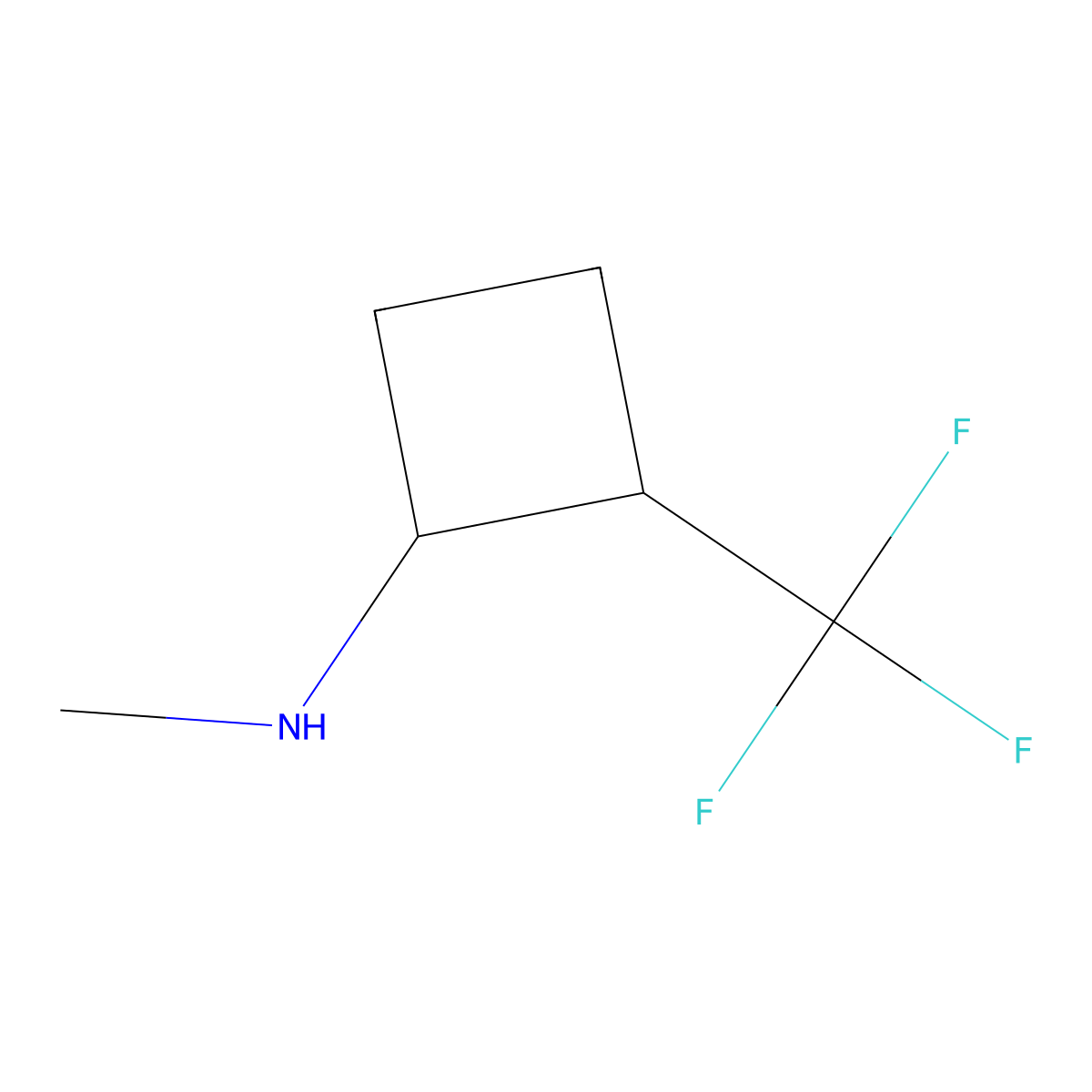 rac-(1R,2R)-N-methyl-2-(trifluoromethyl)cyclobutan-1-amine molecular structure, CAS 2832886-69-6