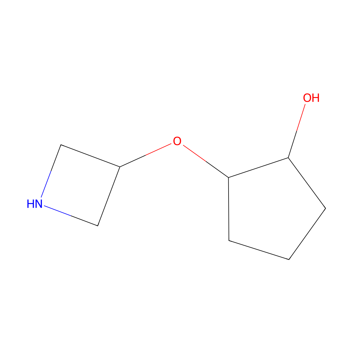 rac-(1R,2R)-2-(azetidin-3-yloxy)cyclopentan-1-ol molecular structure, CAS 2832886-72-1