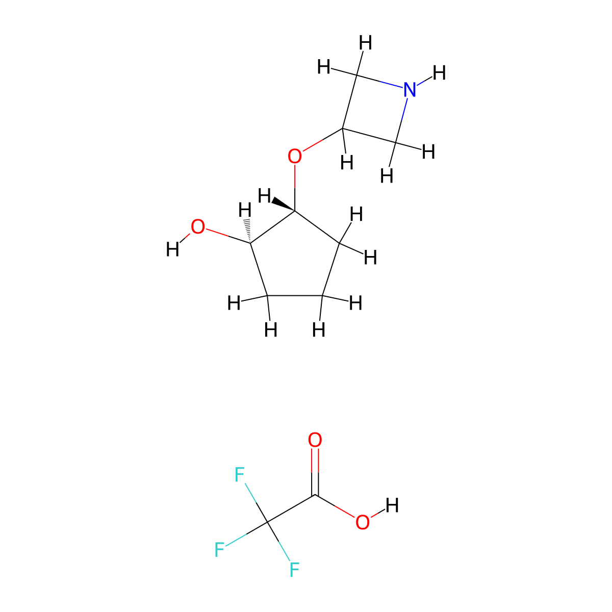 rac-(1R,2R)-2-(azetidin-3-yloxy)cyclopentan-1-ol, trifluoroacetic acid molecular structure, CAS 2832886-73-2