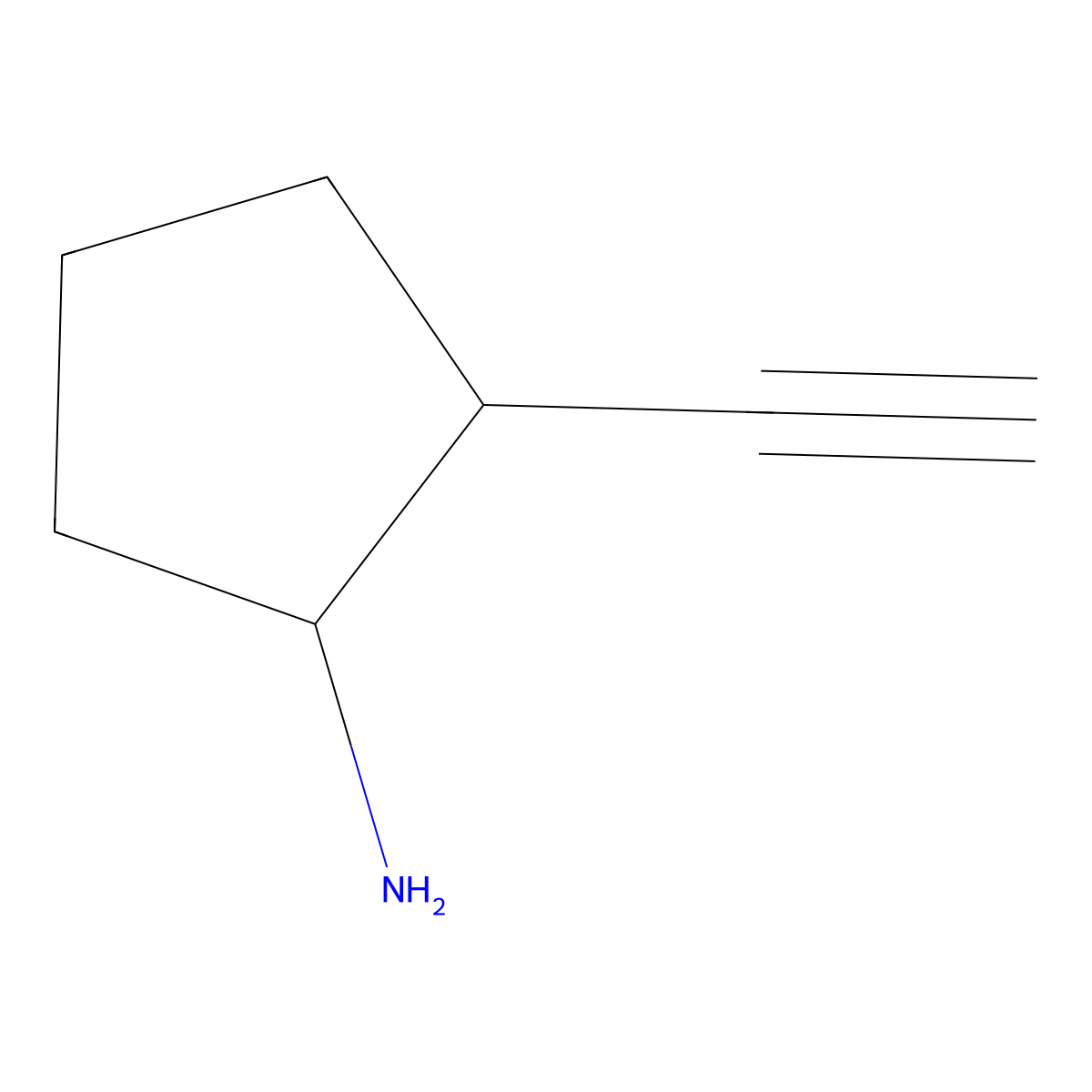 rac-(1R,2R)-2-ethynylcyclopentan-1-amine molecular structure, CAS 2832887-07-5