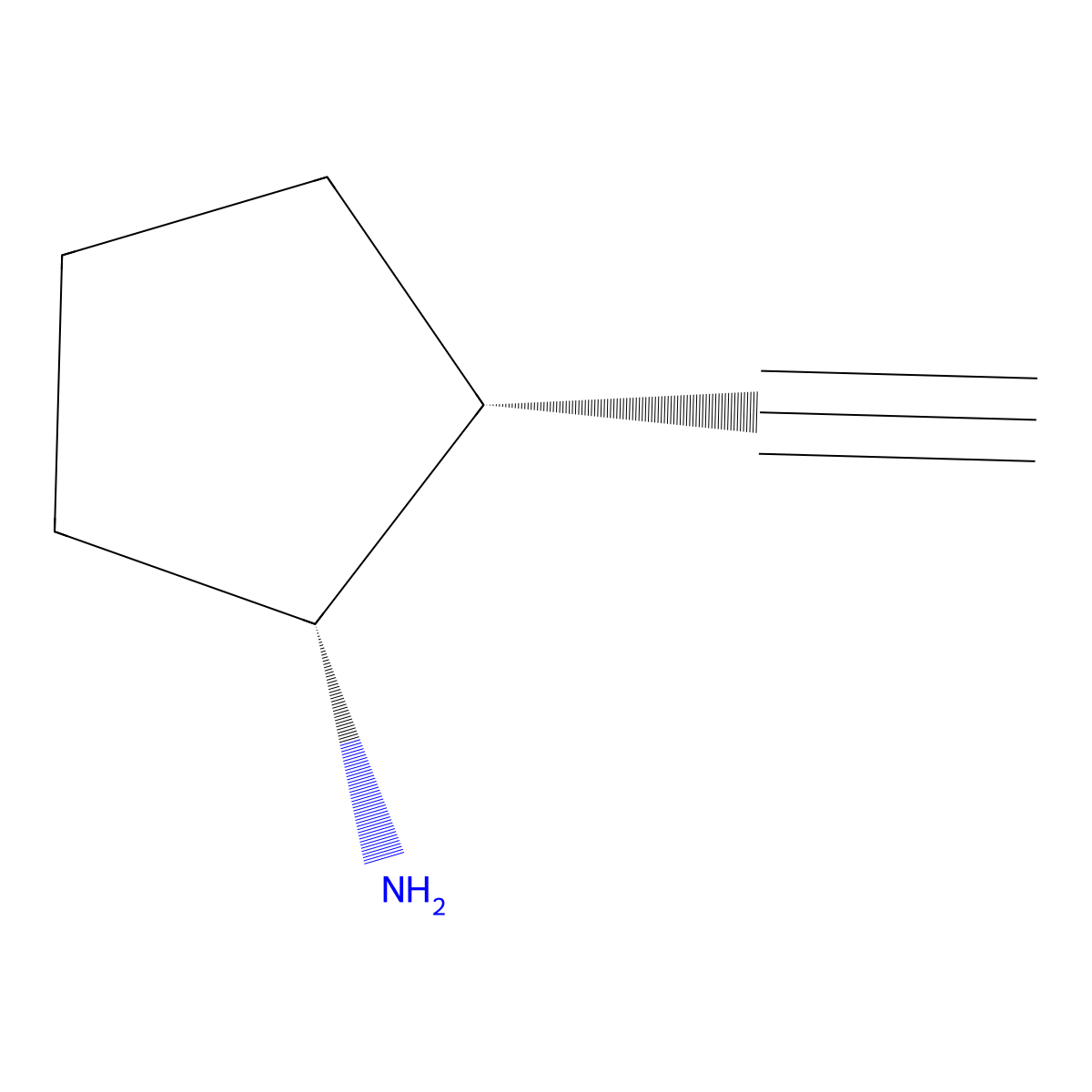 rac-(1R,2R)-2-ethynylcyclopentan-1-amine molecular structure, CAS 2832887-07-5