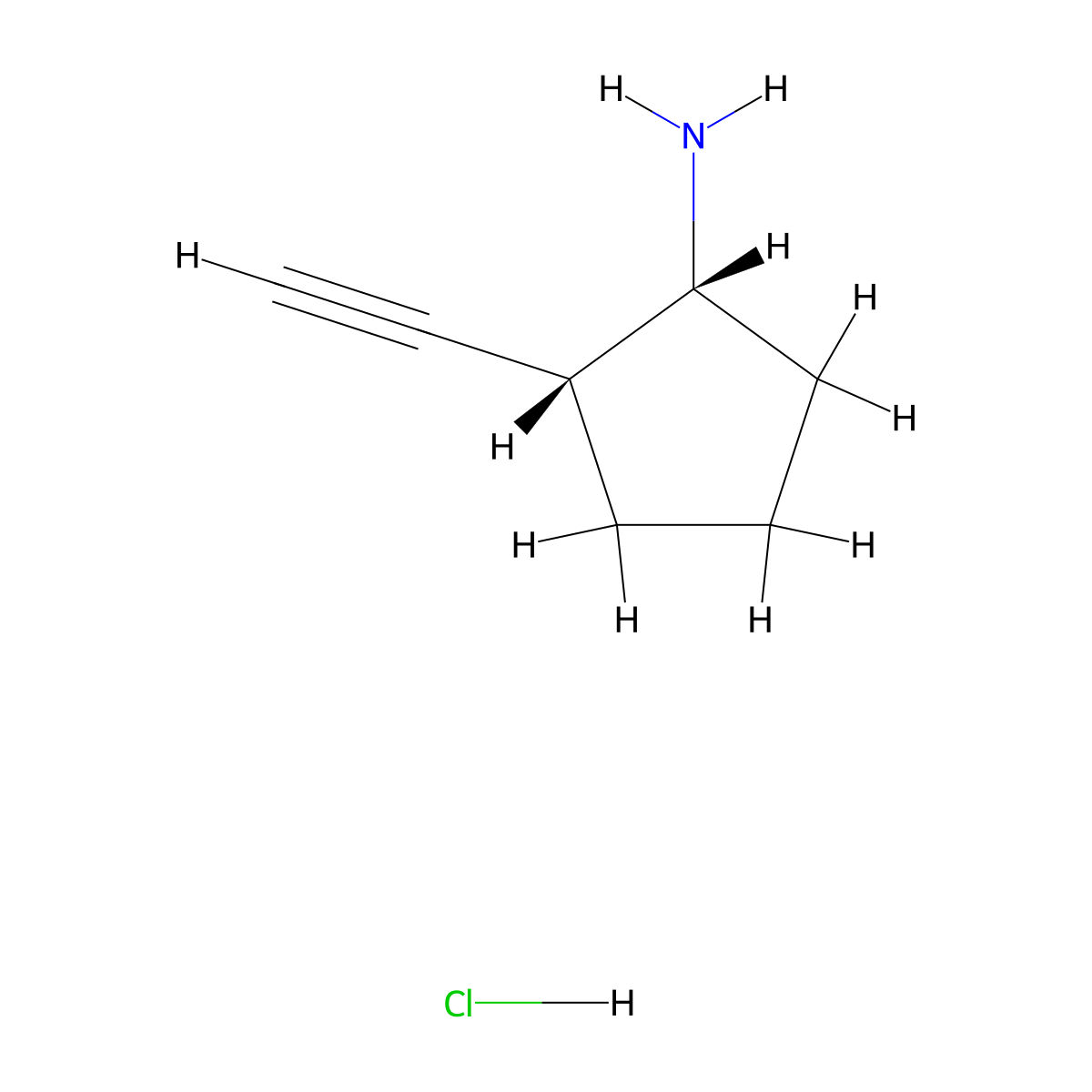 rac-(1R,2R)-2-ethynylcyclopentan-1-amine hydrochloride molecular structure, CAS 2832887-08-6