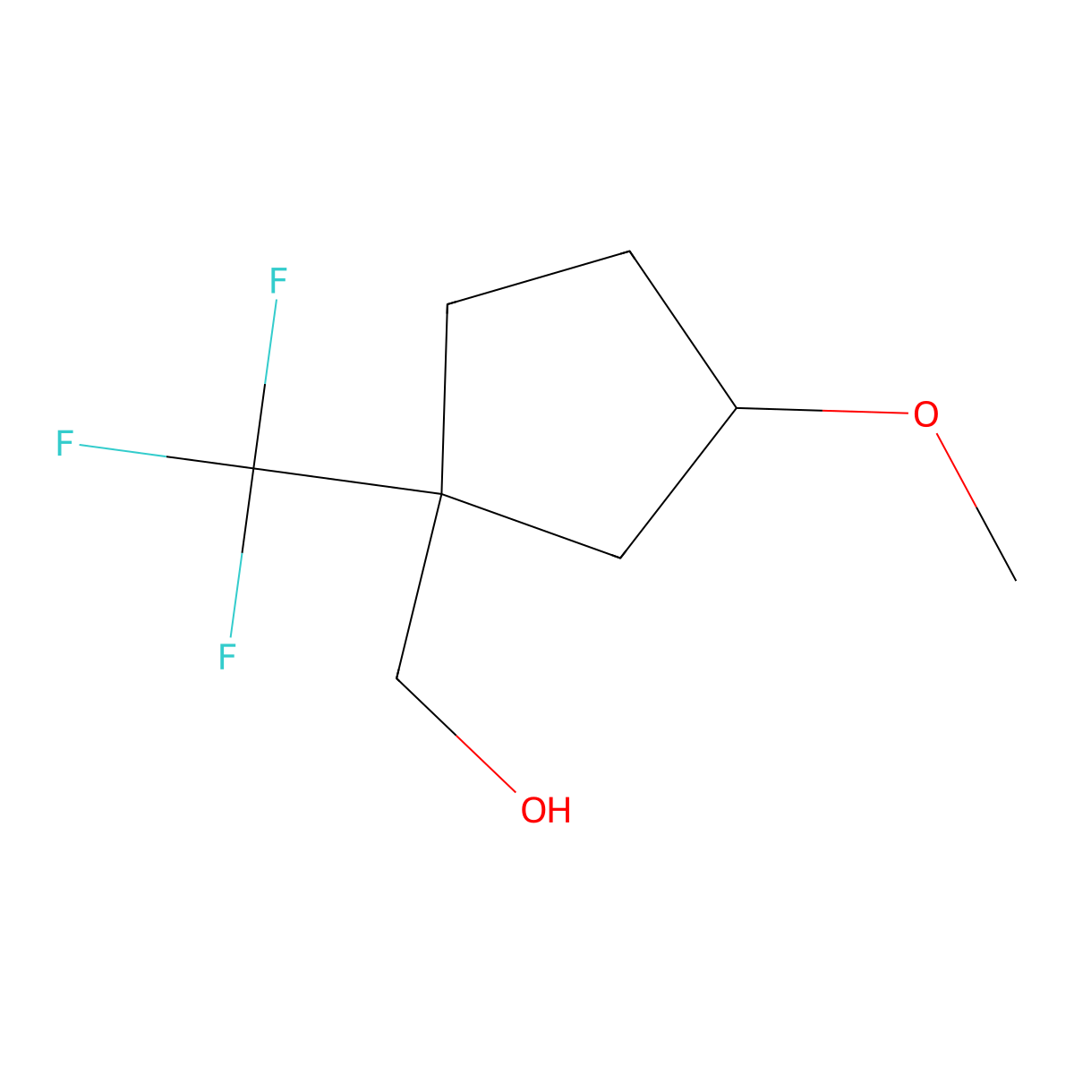 rac-[(1R,3R)-3-methoxy-1-(trifluoromethyl)cyclopentyl]methanol molecular structure, CAS 2832887-09-7
