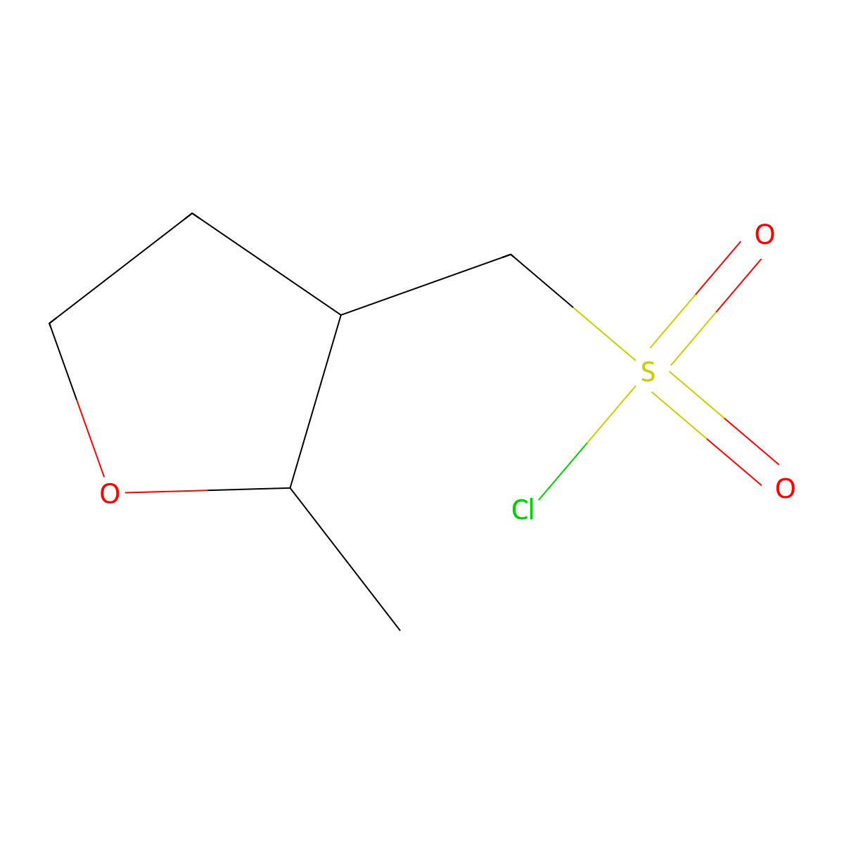 rac-[(2R,3R)-2-methyloxolan-3-yl]methanesulfonyl chloride molecular structure, CAS 2832887-31-5