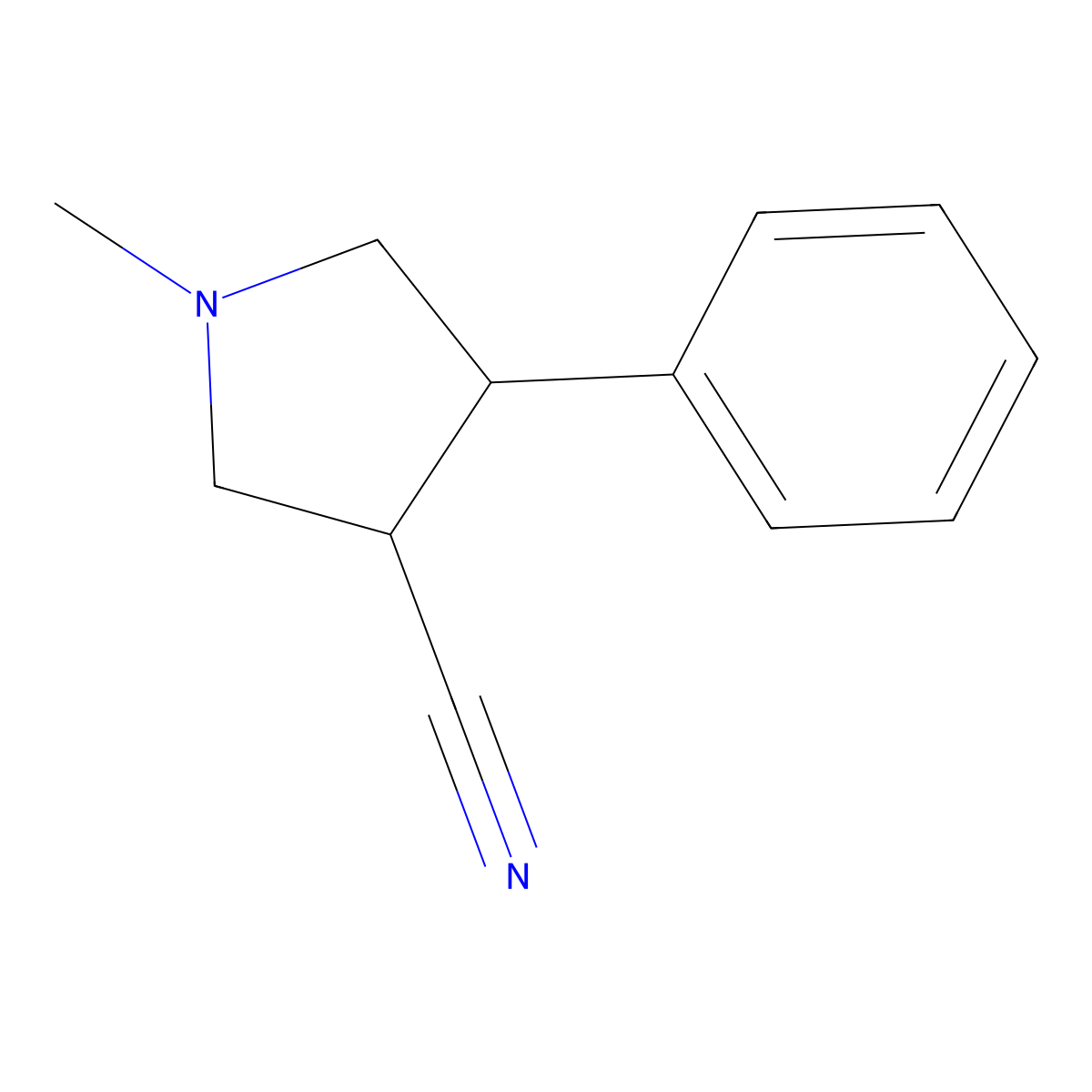 rac-(3R,4S)-1-methyl-4-phenylpyrrolidine-3-carbonitrile molecular structure, CAS 2832887-79-1