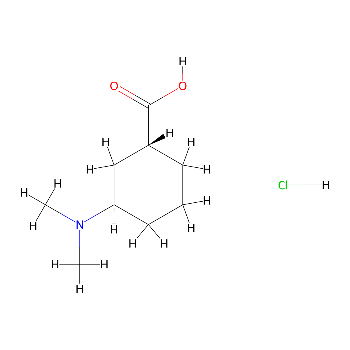 rac-(1R,3R)-3-(dimethylamino)cyclohexane-1-carboxylic acid hydrochloride molecular structure, CAS 2832888-21-6