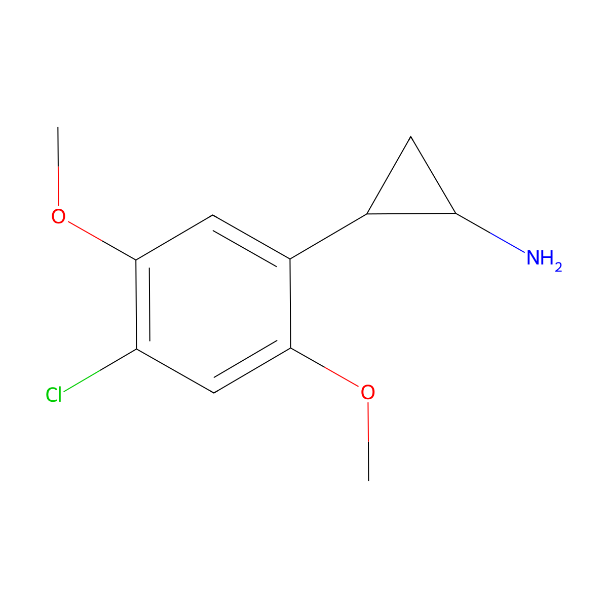 rac-(1R,2S)-2-(4-chloro-2,5-dimethoxyphenyl)cyclopropan-1-amine molecular structure, CAS 2832888-23-8