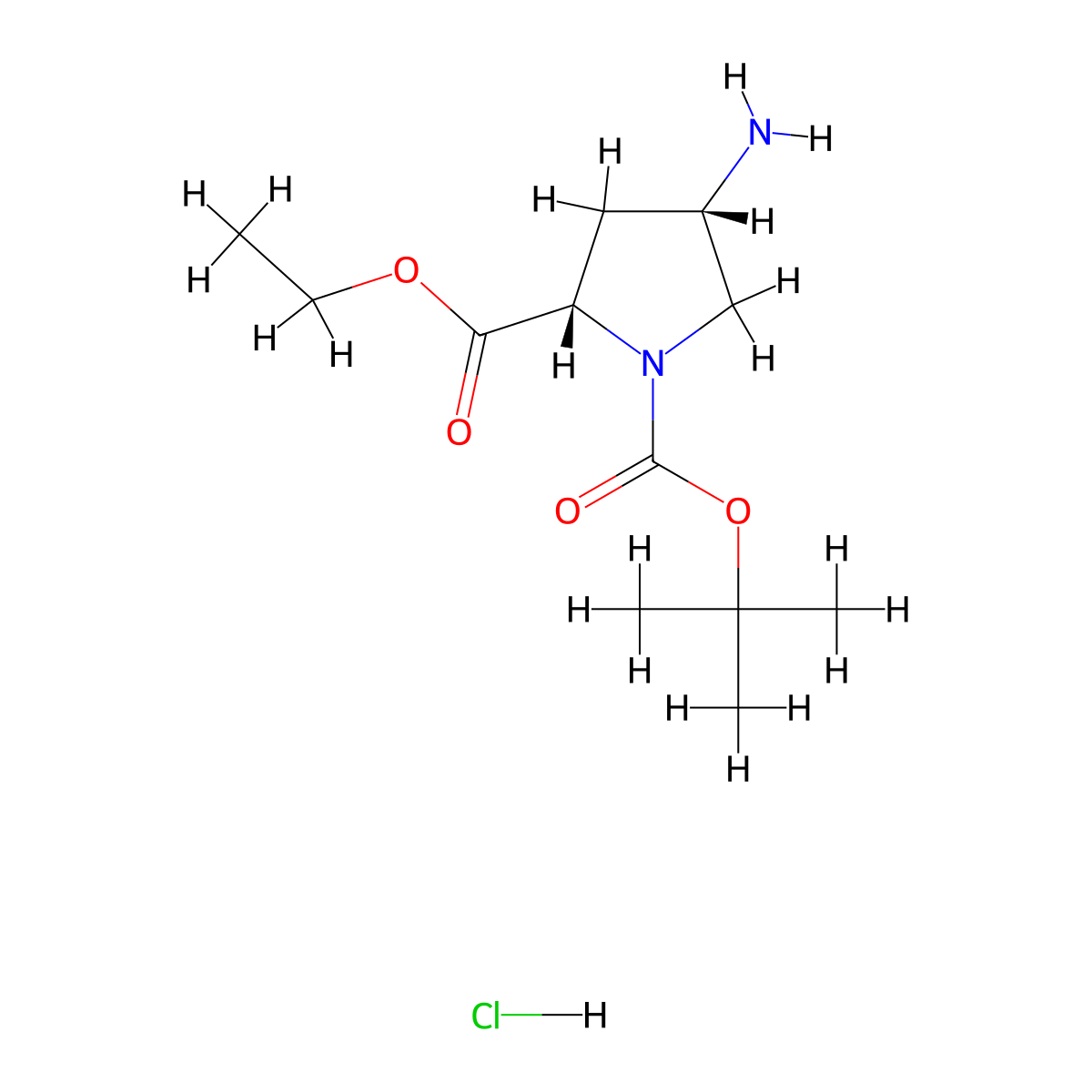 1-(tert-Butyl) 2-ethyl (2S,4S)-4-aminopyrrolidine-1,2-dicarboxylate hydrochloride molecular structure, CAS 2832888-25-0
