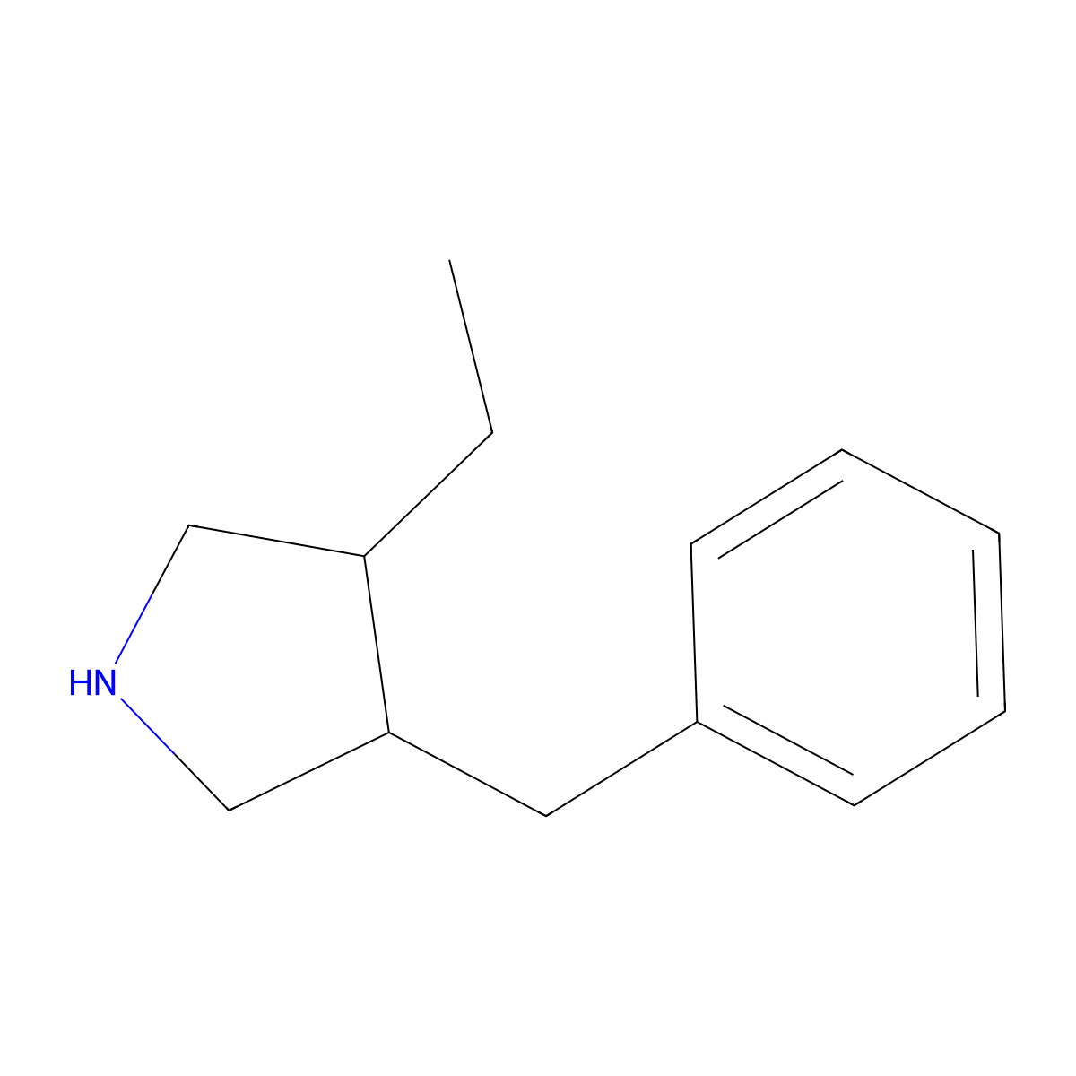 rac-(3R,4R)-3-benzyl-4-ethylpyrrolidine molecular structure, CAS 2832888-28-3