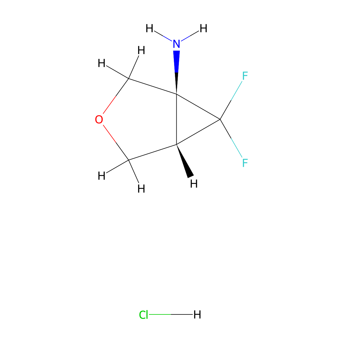 rac-(1R,5R)-6,6-difluoro-3-oxabicyclo[3.1.0]hexan-1-amine hydrochloride molecular structure, CAS 2832888-42-1
