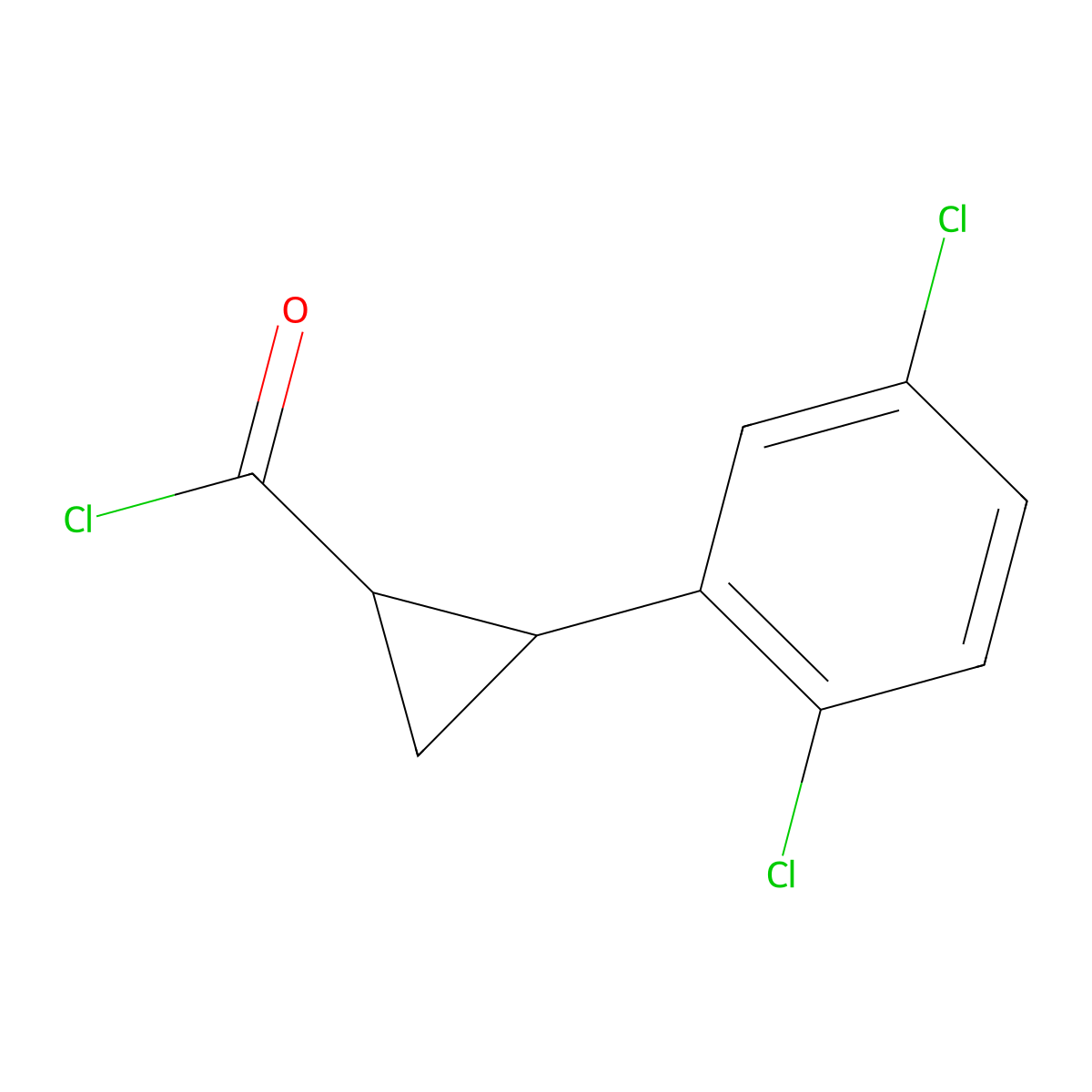 rac-(1R,2R)-2-(2,5-dichlorophenyl)cyclopropane-1-carbonyl chloride molecular structure, CAS 2832888-64-7