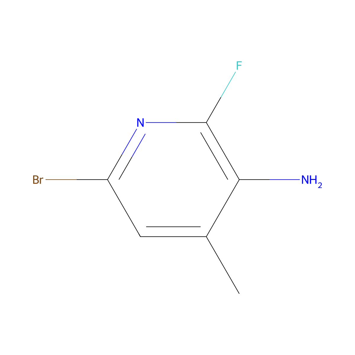 6-Bromo-2-fluoro-4-methylpyridin-3-amine molecular structure, CAS 2832890-09-0