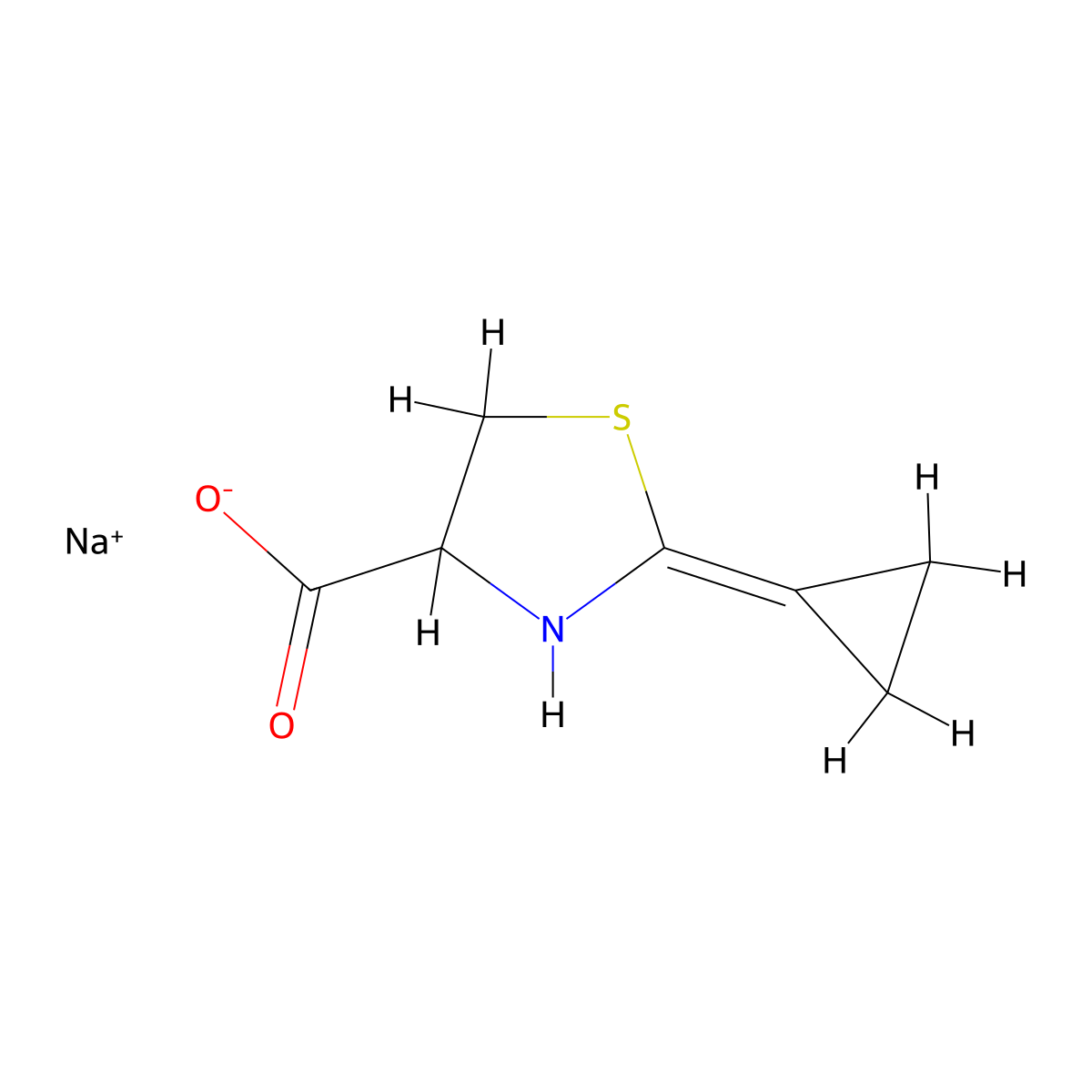 Sodium 2-cyclopropylidenethiazolidine-4-carboxylate molecular structure, CAS 2832910-39-9
