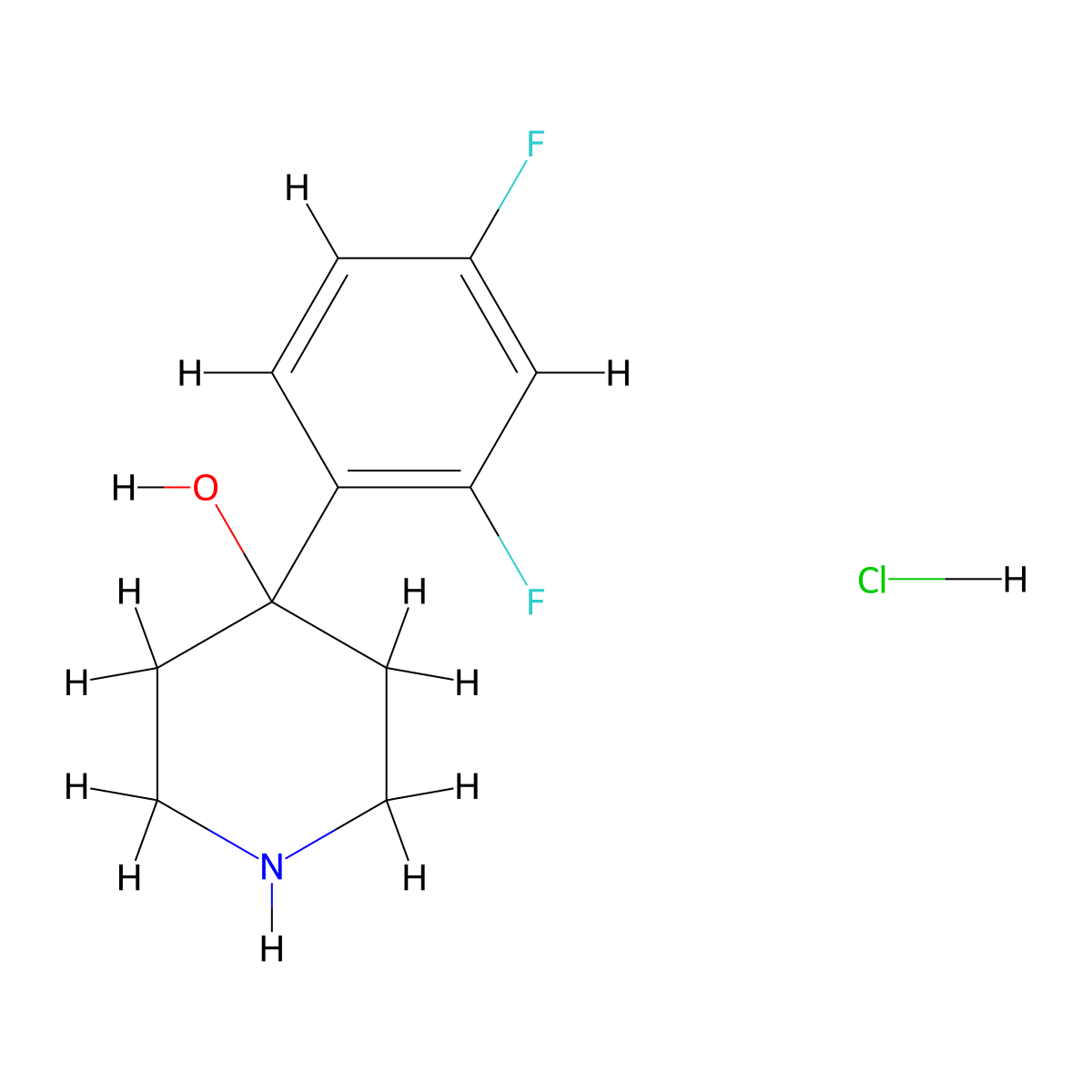 4-(2,4-Difluorophenyl)piperidin-4-OL hydrochloride molecular structure, CAS 2832911-54-1