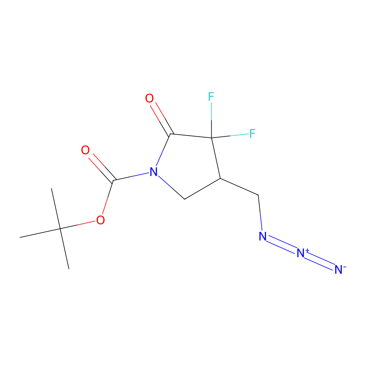 Tert-butyl 4-(azidomethyl)-3,3-difluoro-2-oxopyrrolidine-1-carboxylate molecular structure, CAS 2832911-58-5