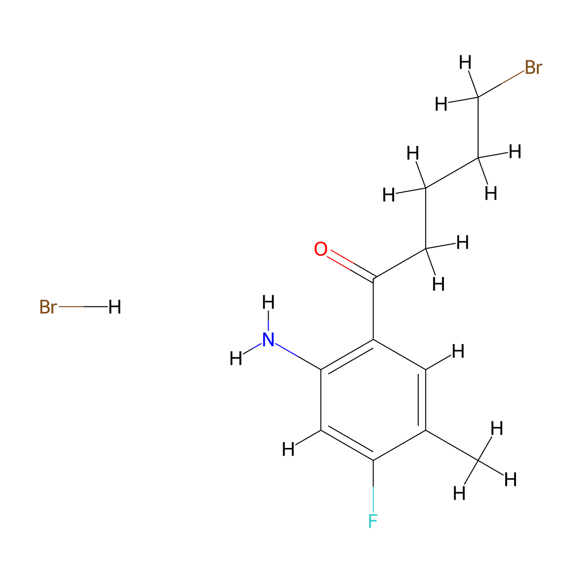 1-(2-Amino-4-fluoro-5-methylphenyl)-5-bromopentan-1-one hydrobromide molecular structure, CAS 2832911-62-1