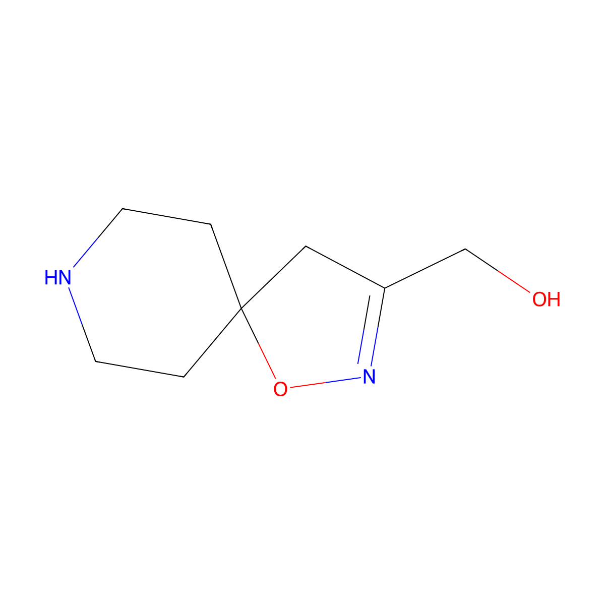 {1-Oxa-2,8-diazaspiro[4.5]dec-2-en-3-yl}methanol molecular structure, CAS 2832911-72-3