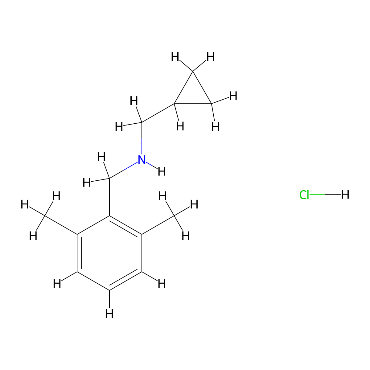 1-Cyclopropyl-N-(2,6-dimethylbenzyl)methanamine hcl molecular structure, CAS 2832911-77-8