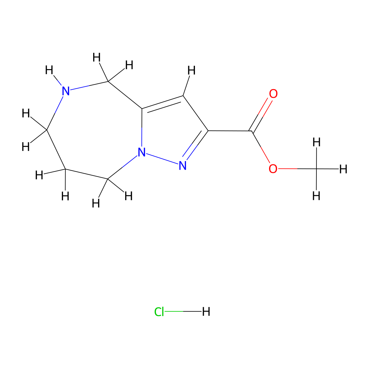 Methyl 5,6,7,8-tetrahydro-4H-pyrazolo[1,5-A][1,4]diazepine-2-carboxylate hydrochloride molecular structure, CAS 2832911-81-4