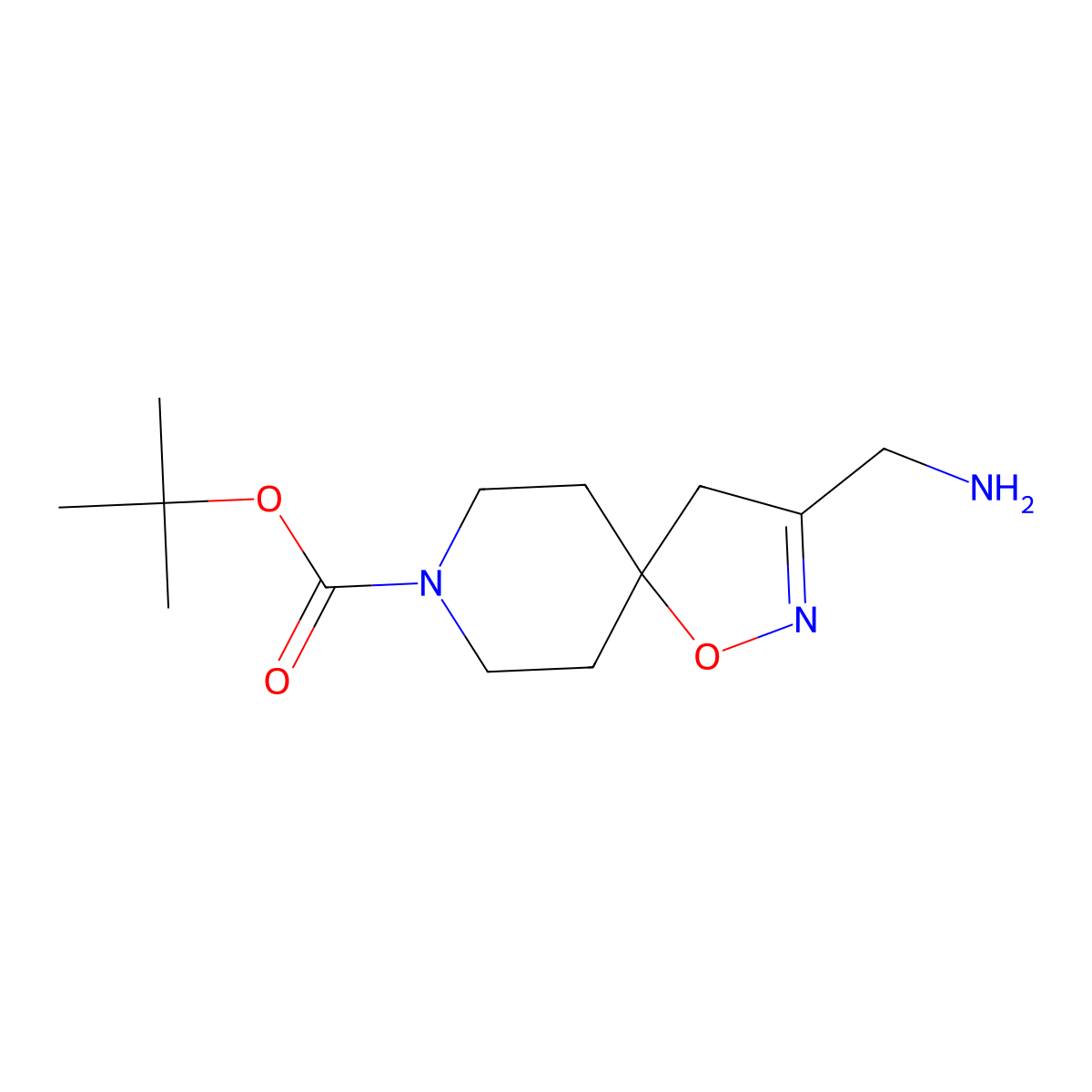 Tert-butyl 3-(aminomethyl)-1-oxa-2,8-diazaspiro[4.5]dec-2-ene-8-carboxylate molecular structure, CAS 2832911-83-6