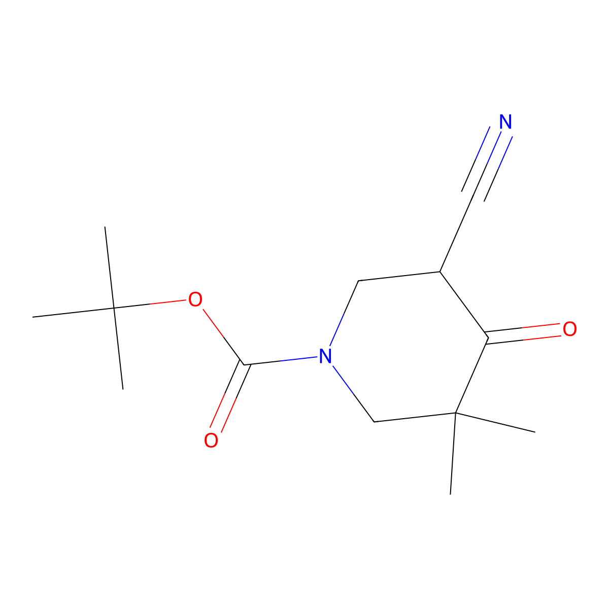 Tert-butyl 5-cyano-3,3-dimethyl-4-oxopiperidine-1-carboxylate molecular structure, CAS 2832964-43-7