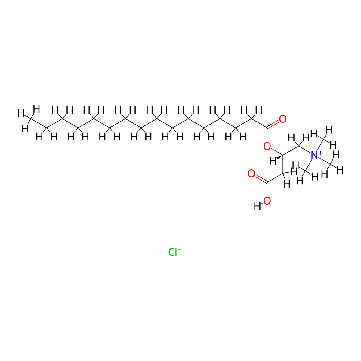 [(2S)-3-carboxy-2-hexadecanoyloxypropyl]-trimethylazanium;chloride molecular structure, CAS 28330-02-1