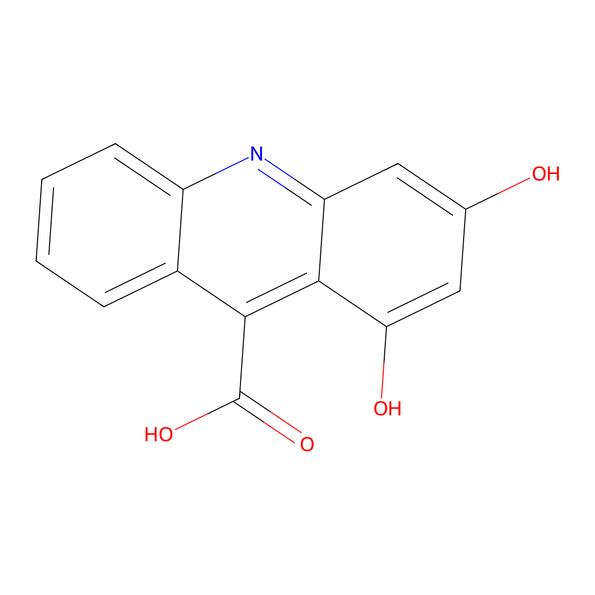 1,3-Dihydroxy-9-acridinecarboxylic acid molecular structure, CAS 28332-99-2