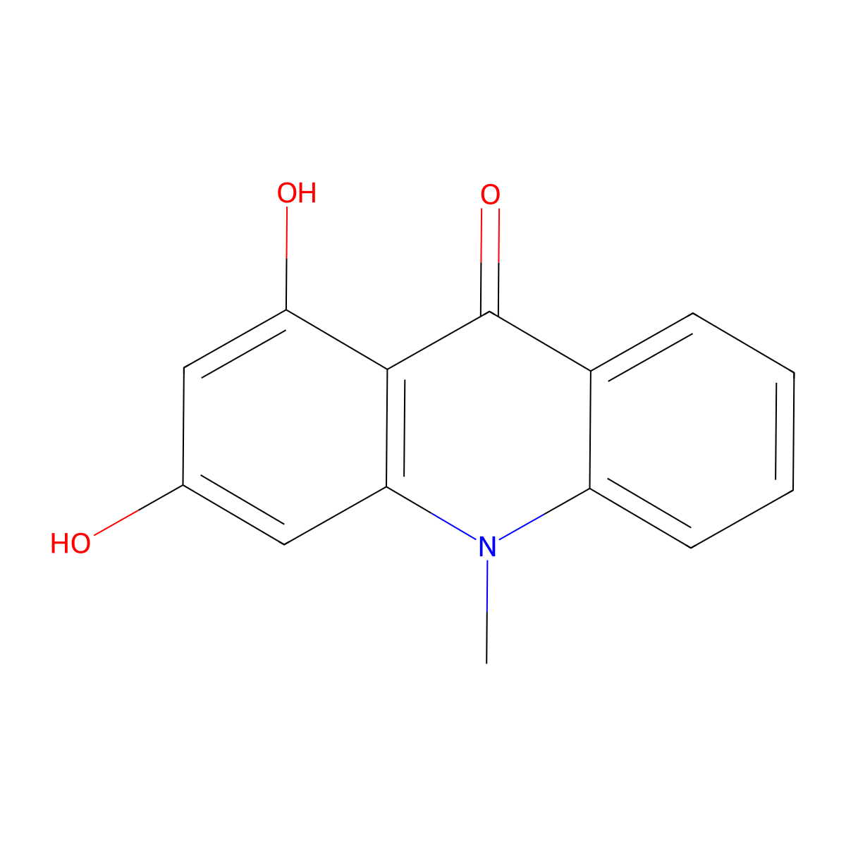 1,3-Dihydroxy-10-methyl-9(10H)-acridinone molecular structure, CAS 28333-02-0
