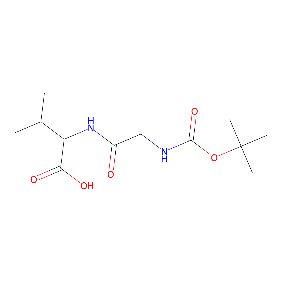 (S)-2-(2-((tert-Butoxycarbonyl)amino)acetamido)-3-methylbutanoic acid molecular structure, CAS 28334-73-8
