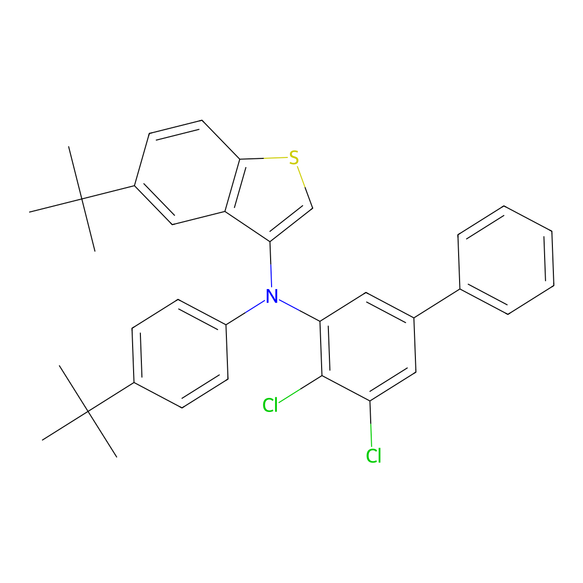 N-(4,5-Dichloro[1,1'-biphenyl]-3-yl)-5-(1,1-dimethylethyl)-N-[4-(1,1-dimethylethyl)phenyl]benzo[b]thiophen-3-amine molecular structure, CAS 2833676-60-9