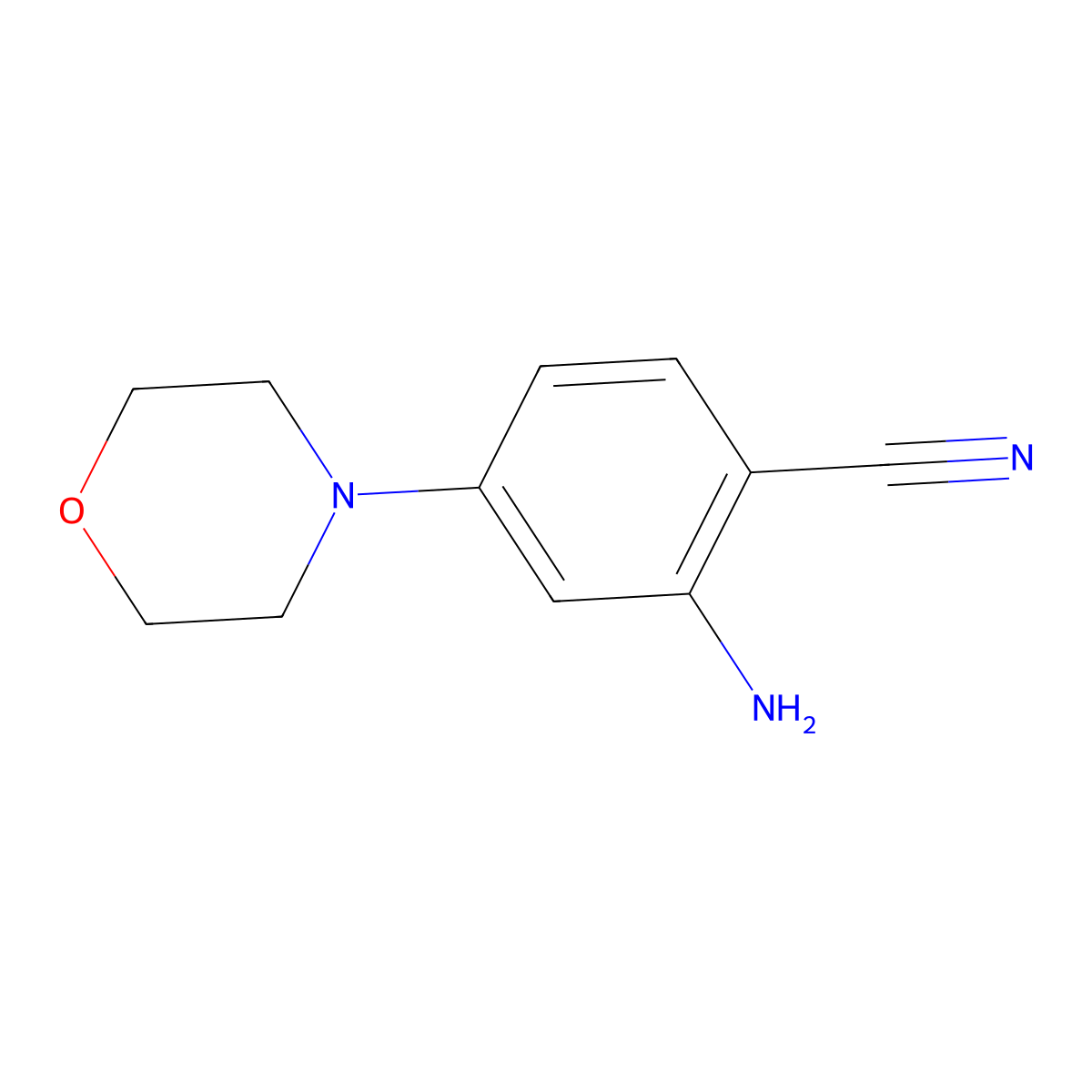 2-Amino-4-(4-morpholinyl)benzonitrile molecular structure, CAS 28340-72-9