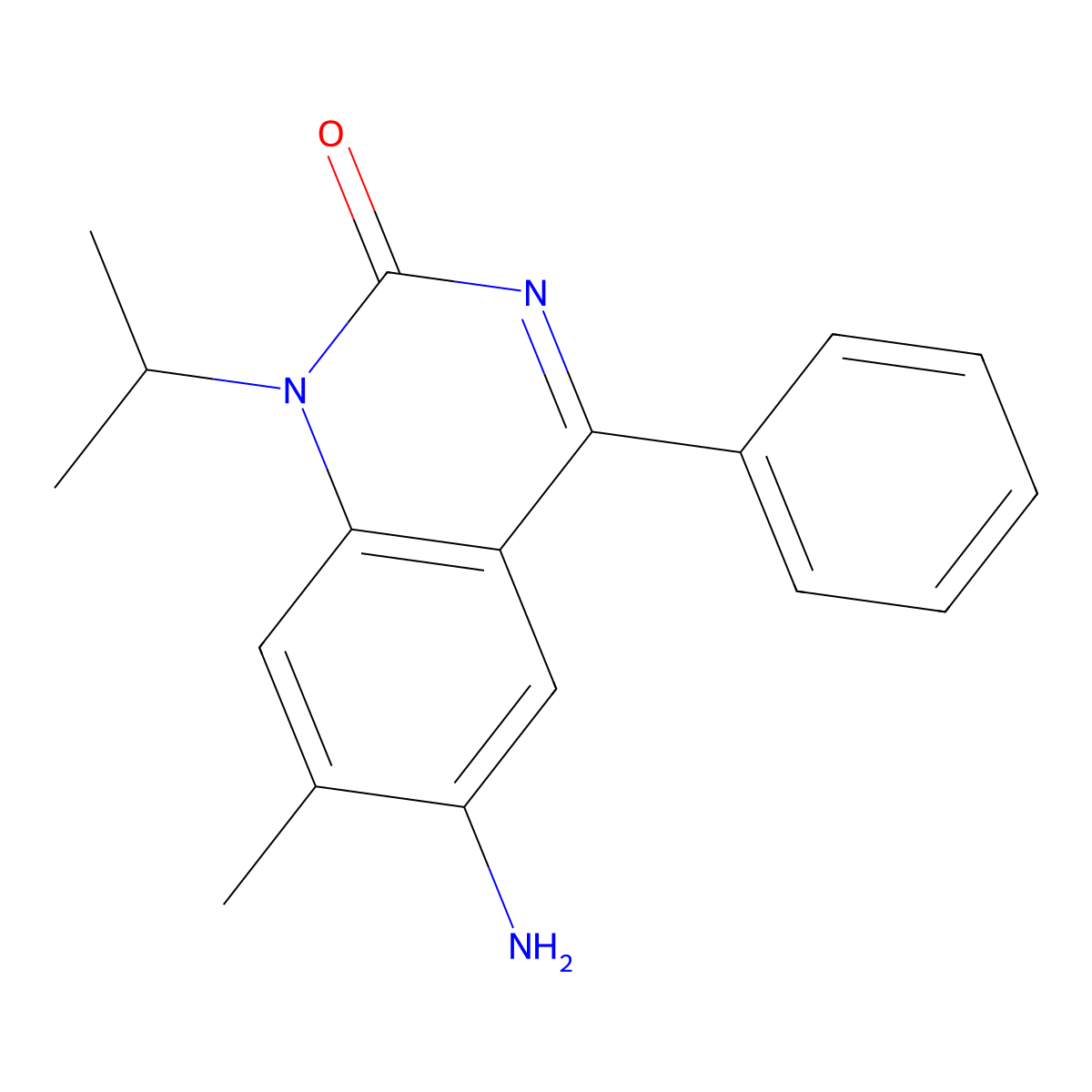 6-Amino-1-isopropyl-7-methyl-4-phenylquinazolin-2(1H)-one molecular structure, CAS 28340-78-5