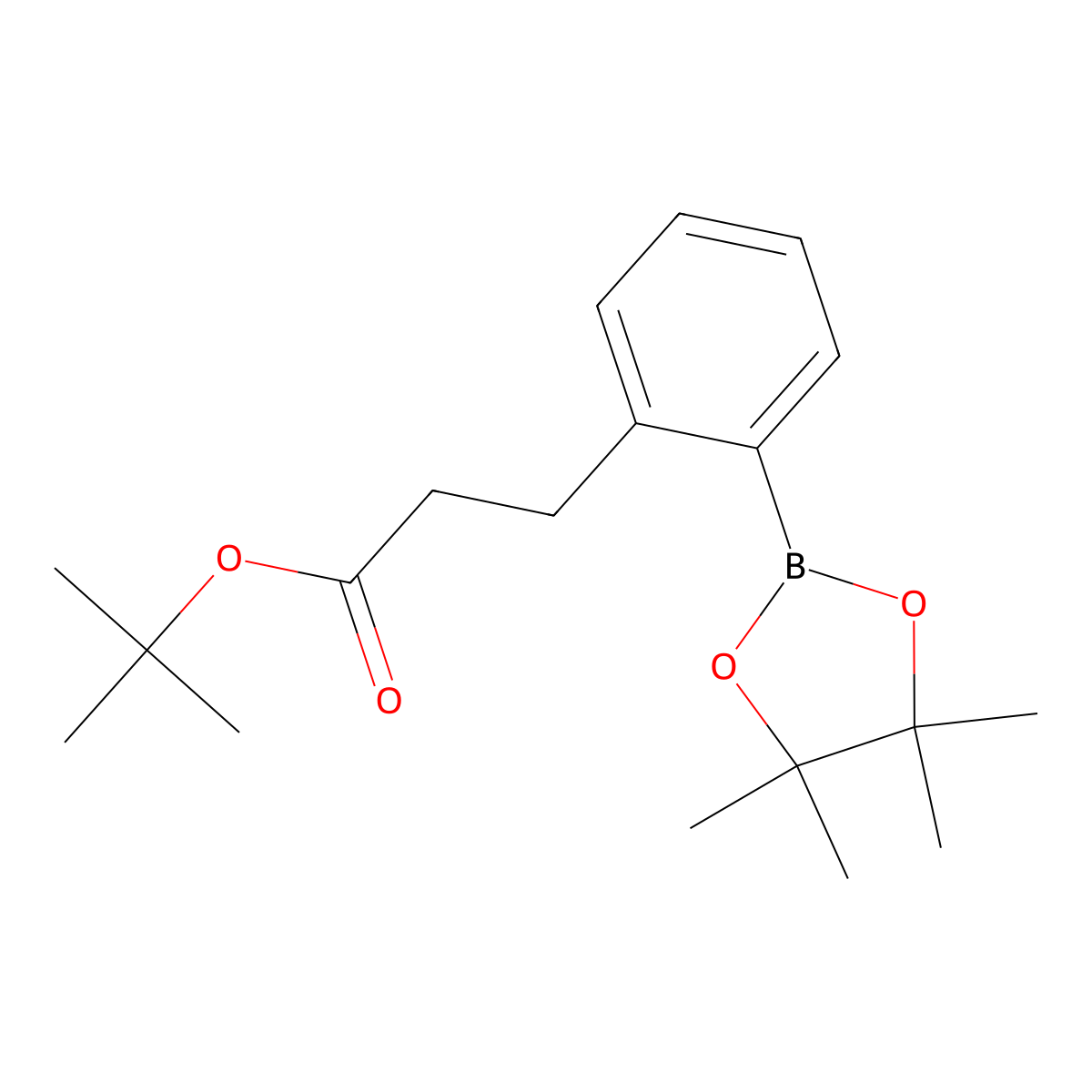 Tert-butyl 3-[2-(4,4,5,5-tetramethyl-1,3,2-dioxaborolan-2-yl)phenyl]propanoate molecular structure, CAS 2834088-70-7