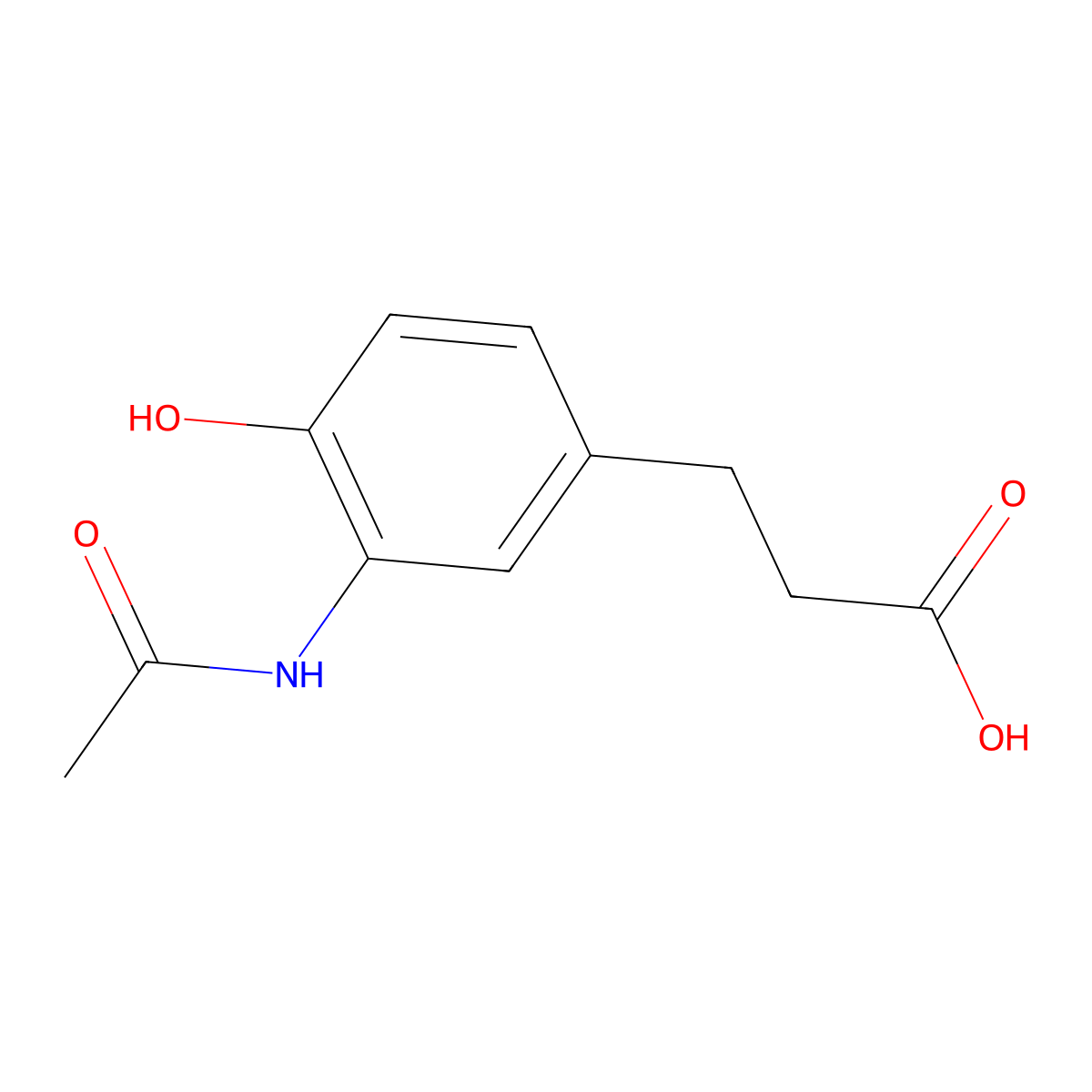 3-(Acetylamino)-4-hydroxybenzenepropanoic acid molecular structure, CAS 28341-63-1