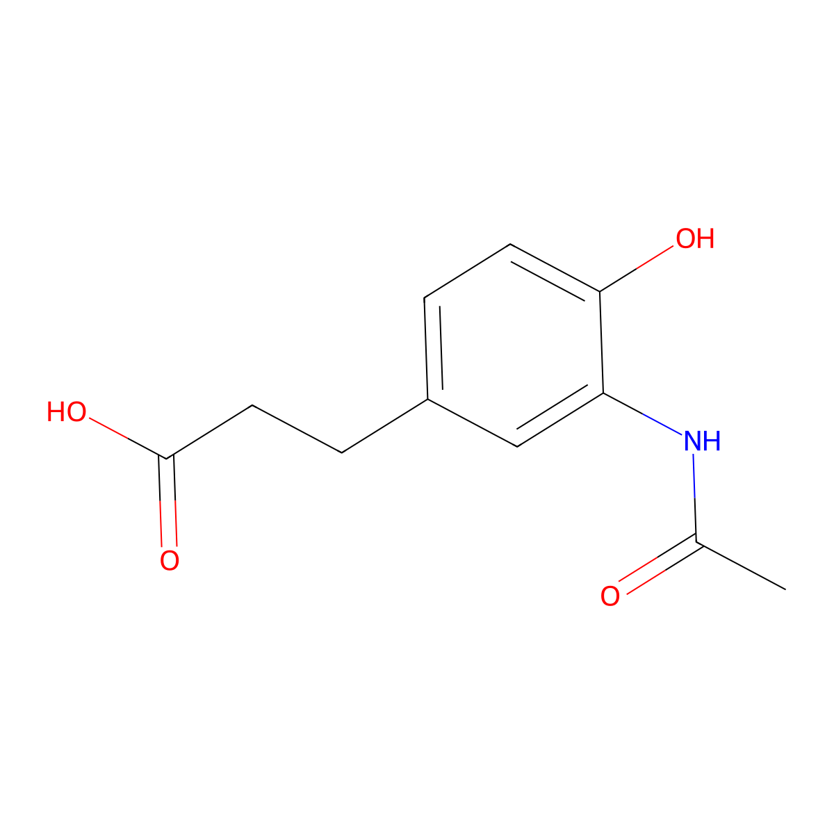 3-(Acetylamino)-4-hydroxybenzenepropanoic acid molecular structure, CAS 28341-63-1
