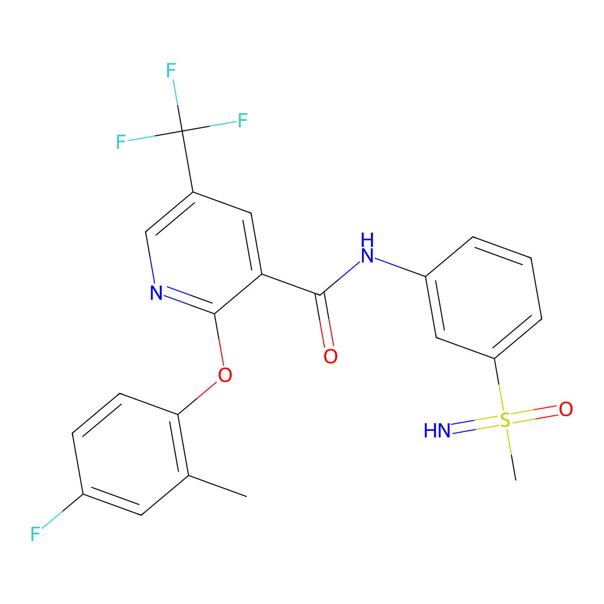 (R)-2-(4-Fluoro-2-methylphenoxy)-N-(3-(S-methylsulfonimidoyl)phenyl)-5-(trifluoromethyl)nicotinamide molecular structure, CAS 2834106-06-6