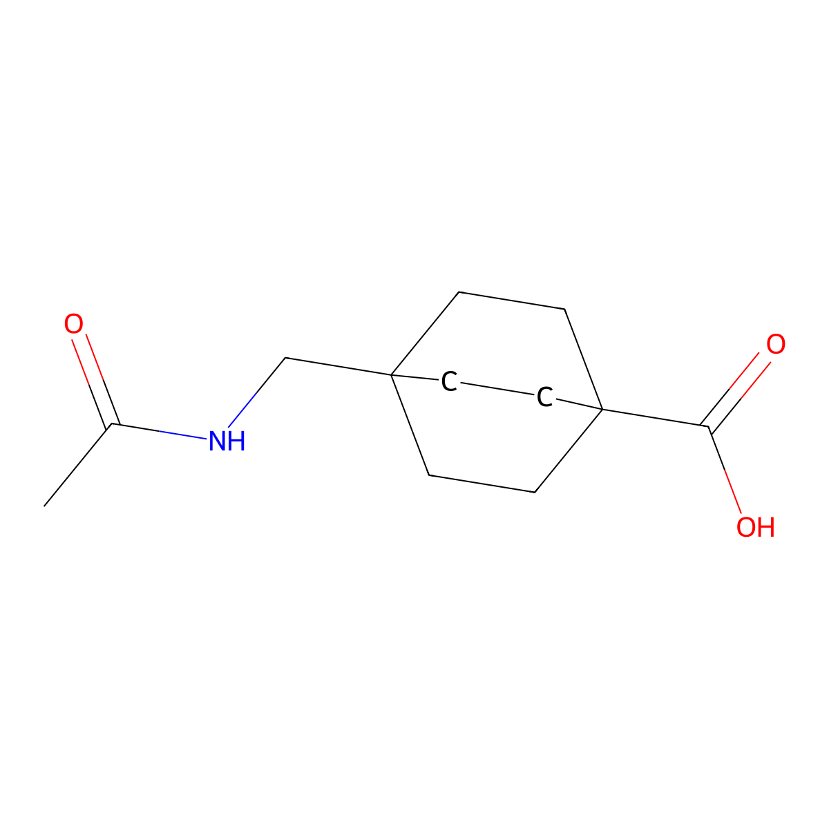 4-(Acetamidomethyl)bicyclo[2.2.2]octane-1-carboxylic acid molecular structure, CAS 28345-52-0